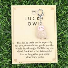 1 件迷人猫头鹰钥匙扣，带励志卡片，可爱树脂动物钥匙扣，适用于钱包、背包和汽车，可爱的迷你纪念品礼物，非常适合生日、婚礼、周年纪念、特殊励志代币汽车配件哥特 Y2k