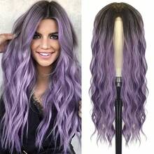 Cosplay Long Pink Wig 28 Inch Middle Part Synthetic Wig Realistic Gifts Party Wigs Women Daily Use Colorful Wigs (Pink) - Ombre Purple - View 1