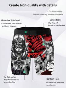 DOKER Conjunto de shorts masculinos inovadores, feito de tecido elástico de fibra de poliéster, com estampa digital, roupa íntima estendida e shorts longos de boxe masculinos para esportes e lazer - Multicolorido - Ver 4