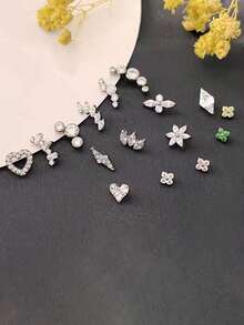 CatDObo 1 件 G23 钛合金唇钉耳屏耳环耳钉内螺纹氧化锆唇环耳软骨耳轮穿孔身体饰品 16G