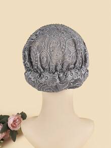 1pc Muslim Lace Cap With Rhinestones, Breathable And Versatile For Covering Grey Hair - Multicolor - View 5