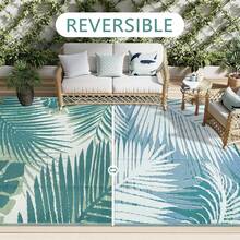 Famibay Outdoor Rugs For Garden Waterproof Patio Rug Reversible Plastic Straw Rug Camping Mat Portable Picnic Blanket For Balcony Deck Backyard Porch Beach BBQ - Mixed Green - View 4