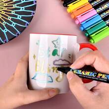 12/24 Color Ceramic Color Pen Set, Ceramic Surface Decoration Graffiti Pen Drawing Pen, Creative DIY Poster Handwriting Greeting Card Drawing Pen Art Design Gift Stationery Student Office Hand-Painted Tool, School Supplies,Back To School