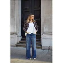 Wide Leg Denim Jeans With Side Snap Buttons, High Rise, Classic Blue Wash - 藍色 - 查看 6
