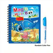 Libro mágico de agua con bolígrafo para niños - Cuaderno de acuarela reutilizable para el aprendizaje temprano y la diversión creativa, con ilustraciones coloridas, ideal para niños y preescolares, juguetes de agua