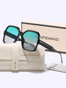 LINFEMAND 几何渐变装饰时尚女士眼镜，适合化妆舞会、海滩、节日礼物 - 彩色 - 查看 3