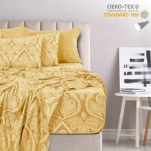 Lux Decor 6-Piece Paisley Bed Sheet Set, High-GSM Brushed Microfiber, 16-Inch Deep Pockets, Includes Sheets & Pillowcases, Soft, Hypoallergenic, Easy Care, Hotel-Quality Bedding, Twin, Full, Queen & King Sizes - 灰褐色 - 查看 8
