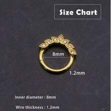 1pc Fashionable & Elegant European-Style Golden Cubic Zirconia Leaf Design Nose Ring, Versatile Nose Hoop