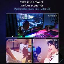 USB Microphone RGB Microfone Condensador Noise Reduction Wire Game Mic For Podcast Recording Studio Streaming Laptop Desktop PC - Black - View 6