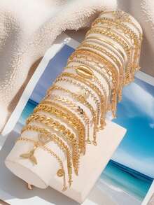 3/6/22pcs Boho Chic Cross, Butterfly, Heart, Shell, Fish Tail, Devil's Eye, Beaded Anklet Set For Women, Summer Beach/Party/Daily Wear