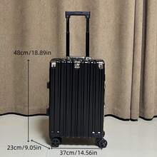 1pc 20" Carry-On Luggage, Silent Multidirectional Wheels, High-Strength Anti-Pressure Hard Shell PC Material, Large Capacity Travel Suitcase - Black - View 3