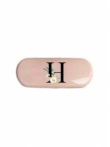 1 pieza Estuche de gafas de unicolor tipo Creamy/Monet, estuche de gafas con inicial de flores de margarita de letra A-Z con estampado en piel, diseño nuevo y sencillo, conveniente y portátil con función impermeable y antipolvo, estuche de gafas con dije de alfabeto para gafas de sol y anteojos, caja de almacenamiento de gafas con tapa, organizador portátil para mujeres y hombres, organizador y soporte de gafas de sol, estuche protector de gafas