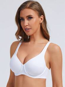 MELENECA Women's Plus Size Minimizer Underwire Full Coverage Unlined Seamless Cup Bras - White - View 4
