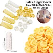 100PCS Disposable Finger Cover Rubber Gloves Non-Slip Anti-Static Latex Finger Cot Fingertip Protector Finger Thumb Sleeve Glove - Multicolor - View 7