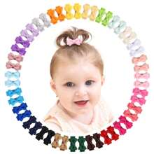 Mini barrettes et nœuds en ruban gros-grain doublé pour filles – 3 cm (25 paires de couleurs, 50 pièces)
