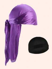 سدادة موجية حريرية قوية ومجموعة سدادة موجية لحماية الرطوبة للرجال للحصول على موجات الشعر، نسيج ساتان مرطب - متعدد الألوان - مشاهدة 7