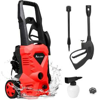 Advwin 3500Psi Pressure Washer, 2000W Electric High Power Washer Adjustable Spray Gun With 5m High Pressure Hose, Red