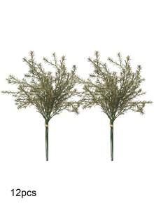 6/12 Pcs Artificial Potted Plants, 18.5 Inches Tall, Plastic Material, Fake Eucalyptus, Rosemary, Magnolia Stems, For Rustic Farmhouse Decor, Home Office Decoration, Christmas Accents, DIY Wreath Crafts, Shrub Trees Home Decor Christmas Decorations Room Decor - Green - View 16
