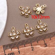 2/4/6pcs 18K Gold Plated Cubic Zirconia Flower Star Moon Charms Cute Angel Brass Charms Pendant For Jewelry Necklace Bracelets Earrings Making DIY Crafts