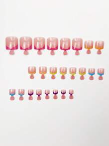 Instantly Upgrade Your Look With 96pcs Press On Nails Short Modern Fashion Square Nail Tips, Simple Daily Nail Charms, Colorful French Tip Nails Press On Fake Nails, Nude Pink Press On Toe Nails, Ins Style Nail Art, Detachable And Reusable Toenail Pieces, Glossy Nail Set, Sweet And Cute Nail Press On, Suitable For Girls And Women's Daily Life Nail Supplies