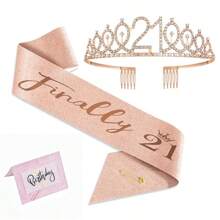 3pcs/Set This Is My 10 13 16 18 21 30 40 50 60 70 80 Birthday Decorations For Women Including This Is My 10 13 16 18 21 30 40 50 60 70 80 Birthday Crown/Ribbon Tiara Sash, Birthday Card 10th 13th 16th 18th 21th 30th 40th 50th 60th 70th 80th Party Decorations For Women, Sweet 16th Birthday Gifts