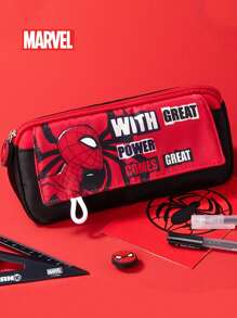 Marvel 1 Pieza Estuche de lápices de gran capacidad con cremallera, inspirado oficialmente en el personaje de dibujos animados de Marvel Spiderman, de color rojo, con diseño atractivo y de gran capacidad para lápices, gomas de borrar, reglas y otros útiles escolares. Un regalo ideal para amigos, familiares o de vuelta al colegio.
