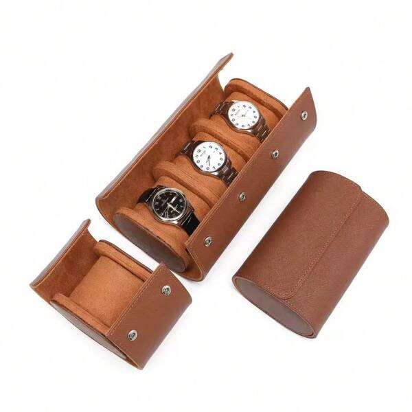 Étui à enroulement de montre 1/2/3 emplacements, étui de rangement vintage  portable pour l'affichage des montres. Boîte de rangement pour organisateurs de montres. Cadeau de Noël pour les hommes et les femmes. Organisateur de rangement, essentiels de voyage, retour à l'école, rangement pour dortoir