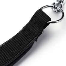 120CM Metal Chain Dog Lead With Leather Style Handle Strong Control Leash UK - Black - View 8