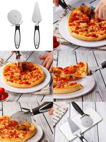 半件套不锈钢披萨刀、奶酪铲、薄底披萨刀、烘焙工具、披萨刀、母亲节礼品套装 - 黑色 - 查看 11