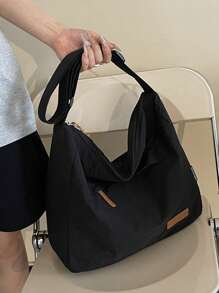 Bolso bandolera minimalista y casual para mujer, de un solo color con correa ajustable, ligero y portátil, ideal para universidad/colegio, para chicas adolescentes; Bolso bandolera de un solo color casual y de nailon para chicos adolescentes; Bolso de hombro con estilo artístico para la escuela, el trabajo y los viajes