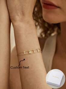 Pulsera personalizada con nombre, pulsera con cadena con inicial en capas, pulsera con doble cadena con nombre, pulsera personalizada con letra, pulsera para mujer, regalo perfecto para ella