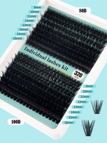 320Pcs D-Curl Eyelash Set Eyelash Extension, Eyelash Set DIY Eyelash Extension Kit, D-30D 40D 50D 60D 80D100D Black Super Thick Eyelash Extension Kit, Daily Makeup Black Eyelash Set Personal Eyelash Extension, D Curl Eyelash Eyelash Extension Kit, Black Personal Eyelash Set Curling 320PCS, The 9-16mm Blended Personal Eyelash Set DIY At Home, Rizos Curly Eyelash D Curl, For Mini Travel Supplies And Self Applications