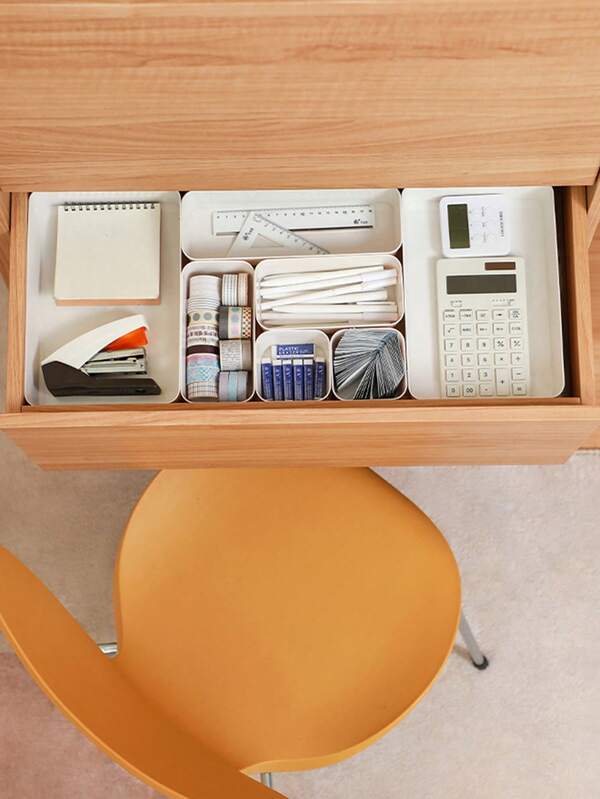 1 pieza Caja de almacenamiento multiusos, organizador de escritorio y armario de unicolor, contenedor de almacenamiento apilable para cosméticos y maquillaje, adecuado para dormitorio, baño, dormitorio y talla grande ocasiones