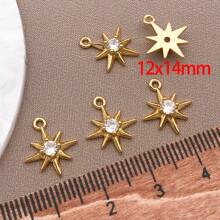 2/4/6pcs 18K Gold Plated Cubic Zirconia Flower Star Moon Charms Cute Angel Brass Charms Pendant For Jewelry Necklace Bracelets Earrings Making DIY Crafts