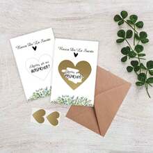 Spanish Language Scratch Off Reveal Cards, Baby Christening Favor Gifts, Pregnancy Announcement Party Supplies, Includes "Will You Be My Godfather?" And "Will You Be My Godmother?" Cards + Brown Envelopes, Contains Gold Heart Shaped Scratch Off Stickers, Suitable As Party Favors, Decorations - Multicolor - View 5