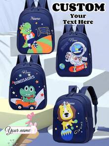 1 Bolsa personalizada, se puede imprimir con un nombre personalizado o saludos festivos. Personaliza tu propia bolsa. Cierre de cremallera de nailon, diseño de nicho de moda con patrones lindos de astronauta/dinosaurio/león. Mochila con correa de hombro ajustable y versátil, adecuada para adolescentes para viajar, compras, fiestas, citas y uso diario. Es un regalo perfecto para adolescentes, multifuncional, ornamental, con letras, elegante, moderno, colorido, lindo, adorable, casual, personalizado, único, personalizado, regalos ideales para él, regalos ideales para ella - Azul - Ver 1