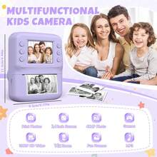 儿童即时照片打印相机，儿童玩具相机，1080p 高清双摄像头闪光灯，音乐，游戏，自拍模式，延迟打印（10 秒/5 秒/3 秒），适合男孩和女孩的圣诞节和生日礼物 - 多色 - 查看 3