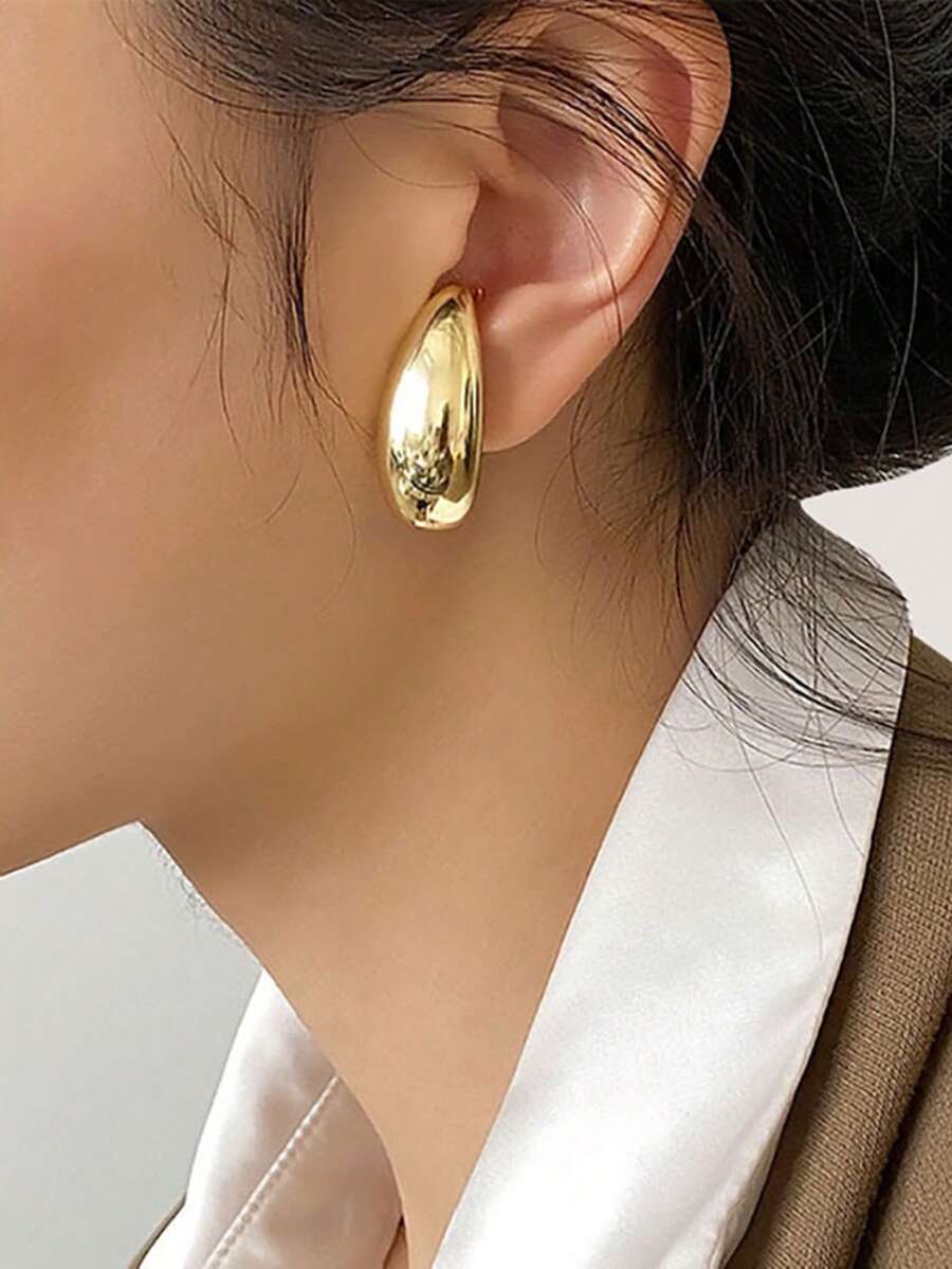 1 Pair Geometric Smooth Versatile Elegant Style Clip-On Earrings For Women - Yellow Gold - View 1