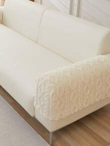1pc Autumn And Winter Elastic Sofa Cover, Armrest Cover, Solid Color Cloth Art, Anti-Slip Full Package Sofa Cushion Cover, Machine Washable Dustproof And Dirt Resistant - Beige - View 5