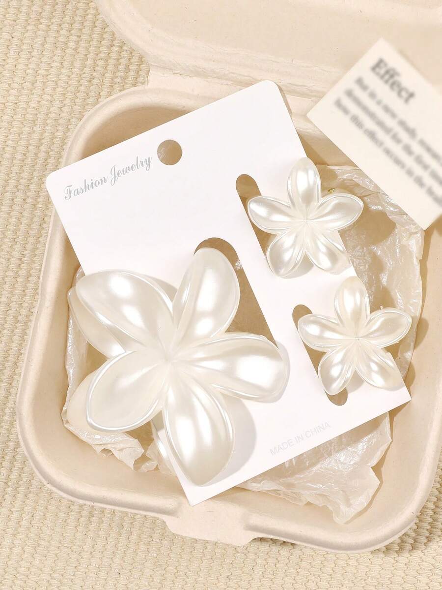 Bộ 3 kẹp tóc kem lấp lánh trong suốt bóng với nhiều kích cỡ khác nhau, thiết kế hoa cúc, hoàn hảo cho kỳ nghỉ ở bãi biển, kẹp tóc mái mùa xuân và mùa hè/tóc bay, kẹp tóc hình móng vuốt, kẹp tóc kẹp tóc, kẹp tóc cầm tay, phụ kiện tóc thường ngày mùa thu đông cho phụ nữ