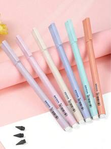 6pcs Creative Black Tech No-Need-Sharpening Everlasting Pencil, Ink-Free For Students, Drawing, School And Office Supplies (Random Color) Back To School
