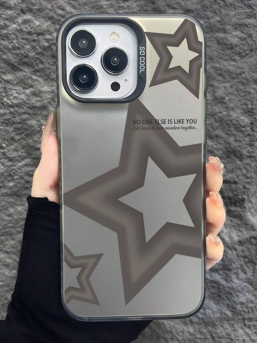 Apple Y2k 1pc Gray Starry Gradient Pattern Phone Case