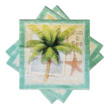 20pcs/Pack 2-Ply 25x25cm Summer Palm Tree Pattern Party Napkins, Disposable Cocktail Party Holiday Paper Napkins