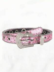 1-2pcs Luxury Children's Rhinestone Fashion Rhinestone Decor Belt Glitter Belt For Jeans Pants And Dresses ,Y2k Accessories,Perforated Glitter Y2k Style Waist Belt ,Belt For Boys And Girls , Ideal Choice For Gifts - A - View 8
