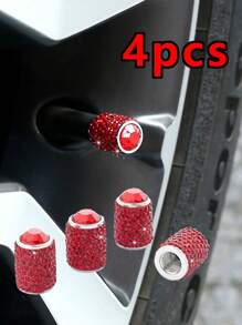 4pcs/Set Sparkling Tire Valve Caps, Handmade Crystal Tire Caps, Universal Car Tire Valve Caps With Shiny Rhinestones For Cars, SUVs, Motorcycles, Bicycles, Trucks