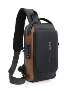 حقيبة صدر مع قفل رقمي بنمط أوكسفورد للرجال - حقيبة صدر متقاطعة بجيب للهاتف على الطراز الكلاسيكي للدراجات النارية، بإغلاق برزم، مقاومة للسرقة، مناسبة للاستخدام اليومي والسفر والرياضة، قابلة للتعديل، متعددة الجيوب، هدية مثالية للأب والزوج والصديق والمعلم للسفر والخارج والزفاف وعيد الفصح