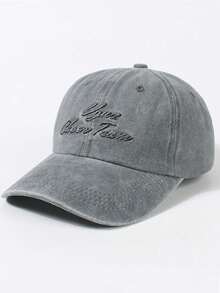 1 pieza Gorra de béisbol unisex de unicolor casual con bordado de letras, gorra snapback de poliéster casual, retro y versátil, apta para actividades al aire libre y uso diario - Ver 3