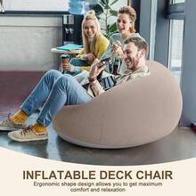 Inflatable Bean Bag Chairs Adult Blow Up Chairs Lazy Sofa Folding Portable Inflatable Chair Movie Outdoor Room Bedroom Reading Camping(Purple) - 咖啡 - 查看 9