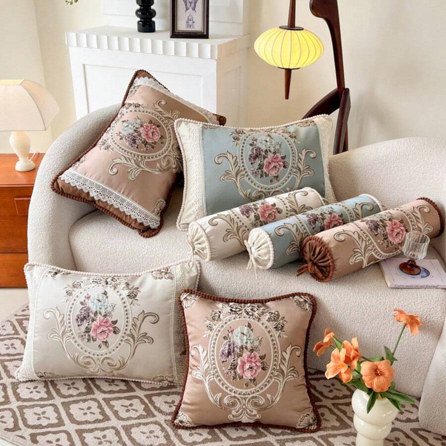 Vintage European Style Embroidered Pillowcase, 50cm X 50cm