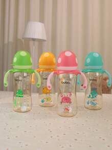 1pc Baby PPSU Bottle, Wide Mouth Mushroom Head Milk Bottle With Handle, Suitable For Babies 12 Months+, 11.2OZ/330ML